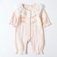 Infant Baby Girls Jumpsuit+Hat Embroidery Lace Stitching Cotton Long Sleeve Toddler Baby Girl Romper Spring Autumn Baby Clothes