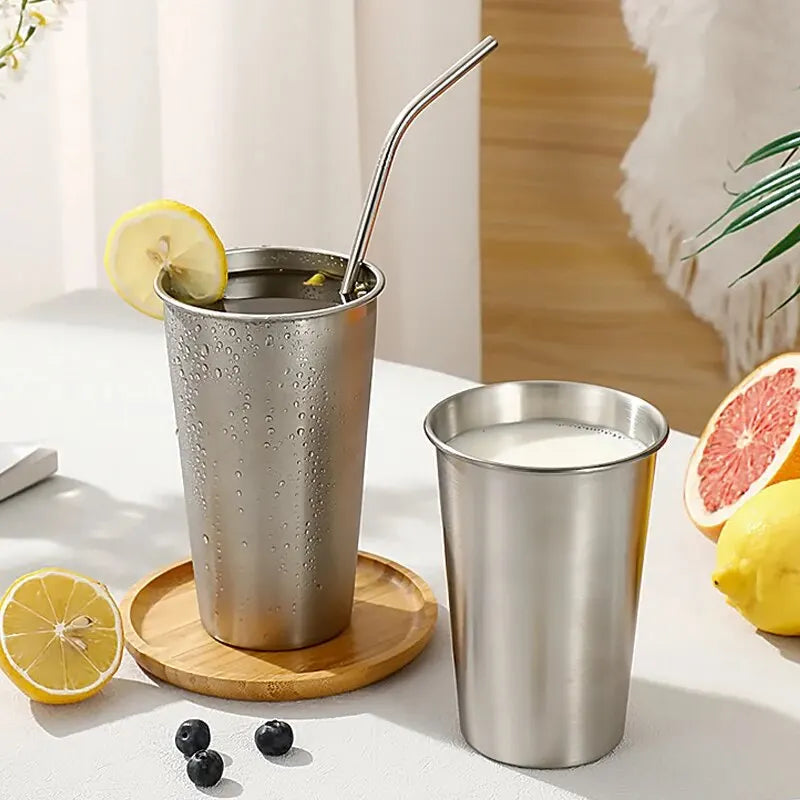Single-layer Stainless Steel Outdoor Camping Beer Cups Large-capacity Water Cups Curling Cups Milk Tea Coffee Cups