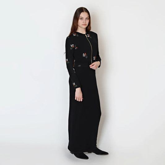 XS-XXXL Women's Cardiga Outfit Casual Bodycon Ribbed Tank Maxi Dress Slim Fit Long Dresses Zip Elegant Sweatshirt Dress Sets New