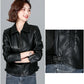 New Women Sheepskin Jacket Spring Autumn 2025 Fashion Casual Long Sleeve Short Zipper Leather Coat Loose Split Leather Outerwear