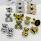 2PCS Bling Rhinestone Bear Shoelace Charms ABS Heart Bowtie Shoe Lace Decorations Accessories DIY Golden Shoe Clips Fit Sneakers