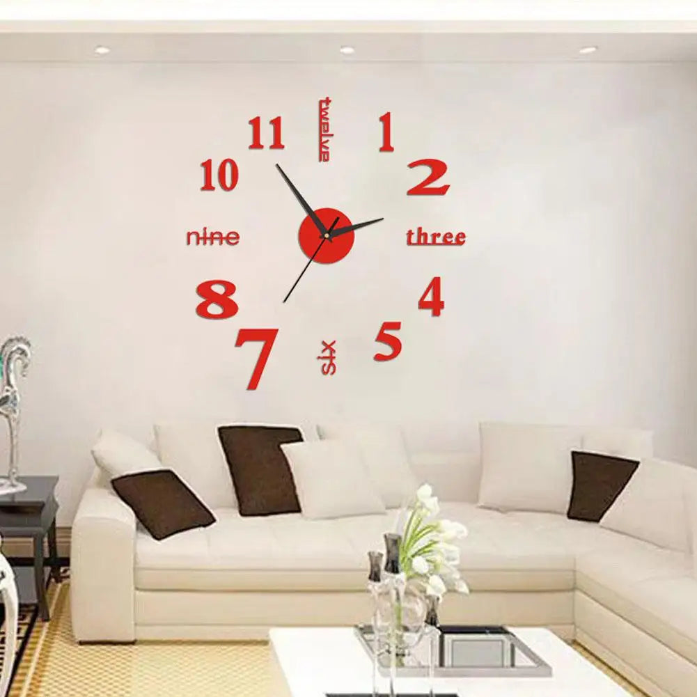 3D Luminous Wall Clock Frameless Acrylic DIY Digital Clock Wall Stickers Mute Clock for Living Room Bedroom Office Wall Decor