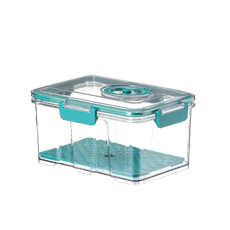 Vacuum Food Storage Container Transparent Fridge Organizer with Drain Net Large Capacity Food Dispenser for Kitchen Storage Box