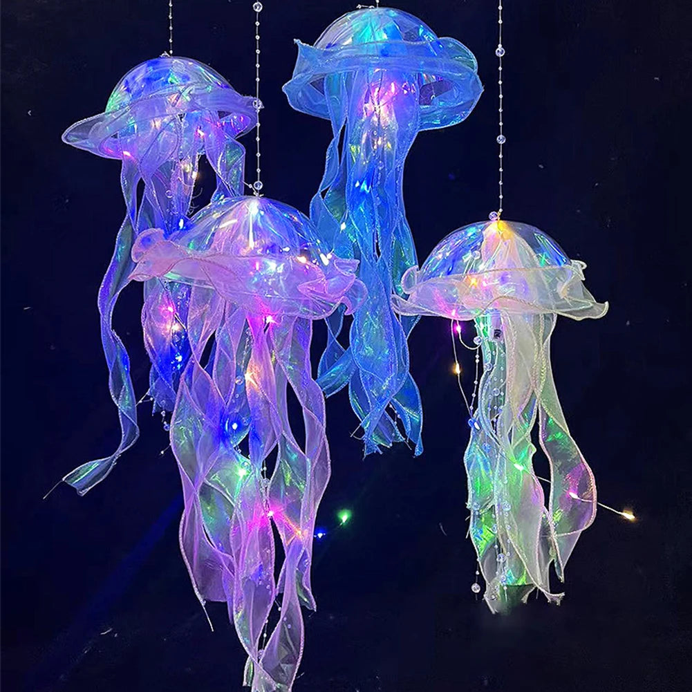 LED Jellyfish Lamp Colored DIY Mermaid Jellyfish Light Hand-held Luminous Lantern Girls Birthday Party Wedding Decor Night Light