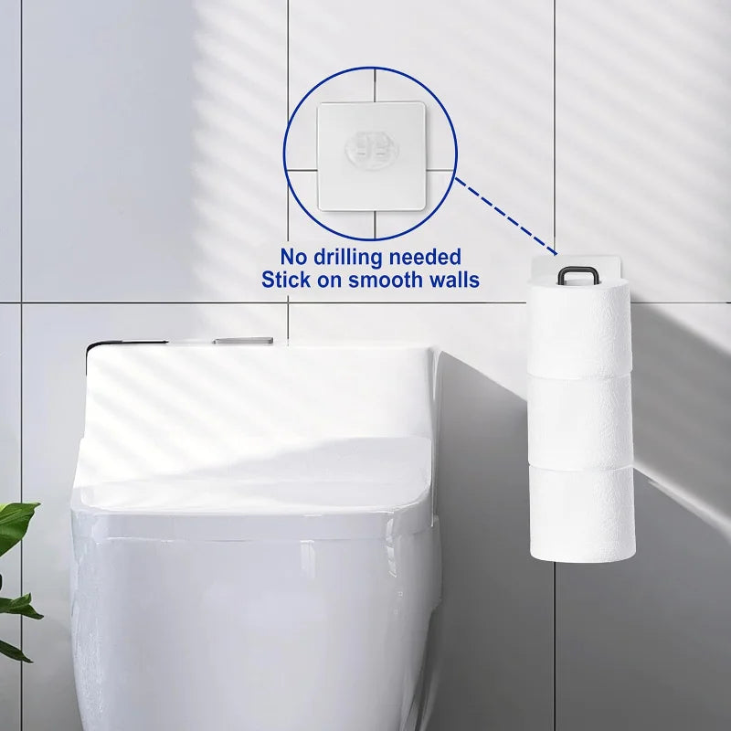 1pc Hanging Toilet Paper Holder with Patch, Bathroom Paper Towel Holder, No Drilling Wall Mount, for Kitchen and Bathroom