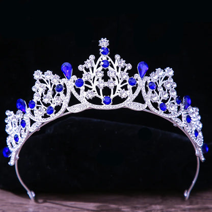 DIEZI Baroque Princess Queen Bridal Crown Purple Crystal Tiara For Women Wedding Vintage Crown Hair Dress Accessories Jewelry