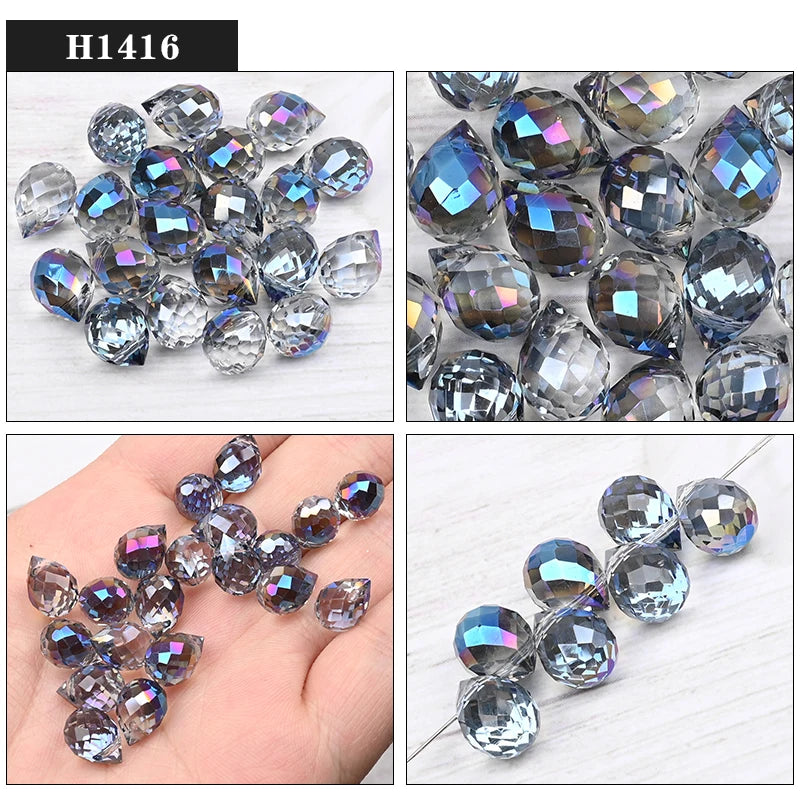 Austria Pear Shape Crystal Faceted Beads 10Mm Assorted Glass Spacer Chandelier Beads for Wedding Diy Necklace Bracelet Earring