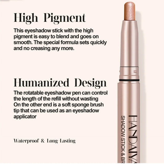 12 Colors Eyeshadow Stick Double Head Waterproof Long Lasting Metallic Shimmer Highlighter Cream Pen with Brush for Eyes