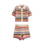 PB&ZA2024 autumn new women's clothing fashion temperament slim fit casual POLO collar short knitted sweater striped shorts set
