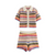 PB&ZA2024 autumn new women's clothing fashion temperament slim fit casual POLO collar short knitted sweater striped shorts set