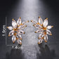 LXOEN Marquise Cut Flower Zirconia Crystal Long Drop Earrings for Women Shiny Leaf CZ Stone Bridal Wedding Jewelry