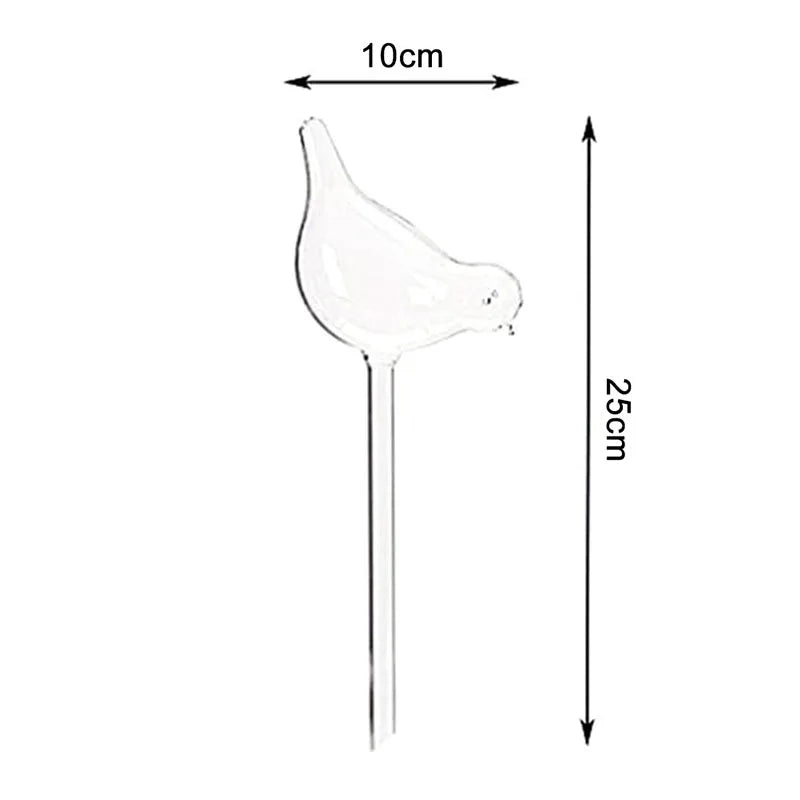 Plant Waterer Self Watering Globes, Bird Shape Hand Blown Clear Aqua Bulbs