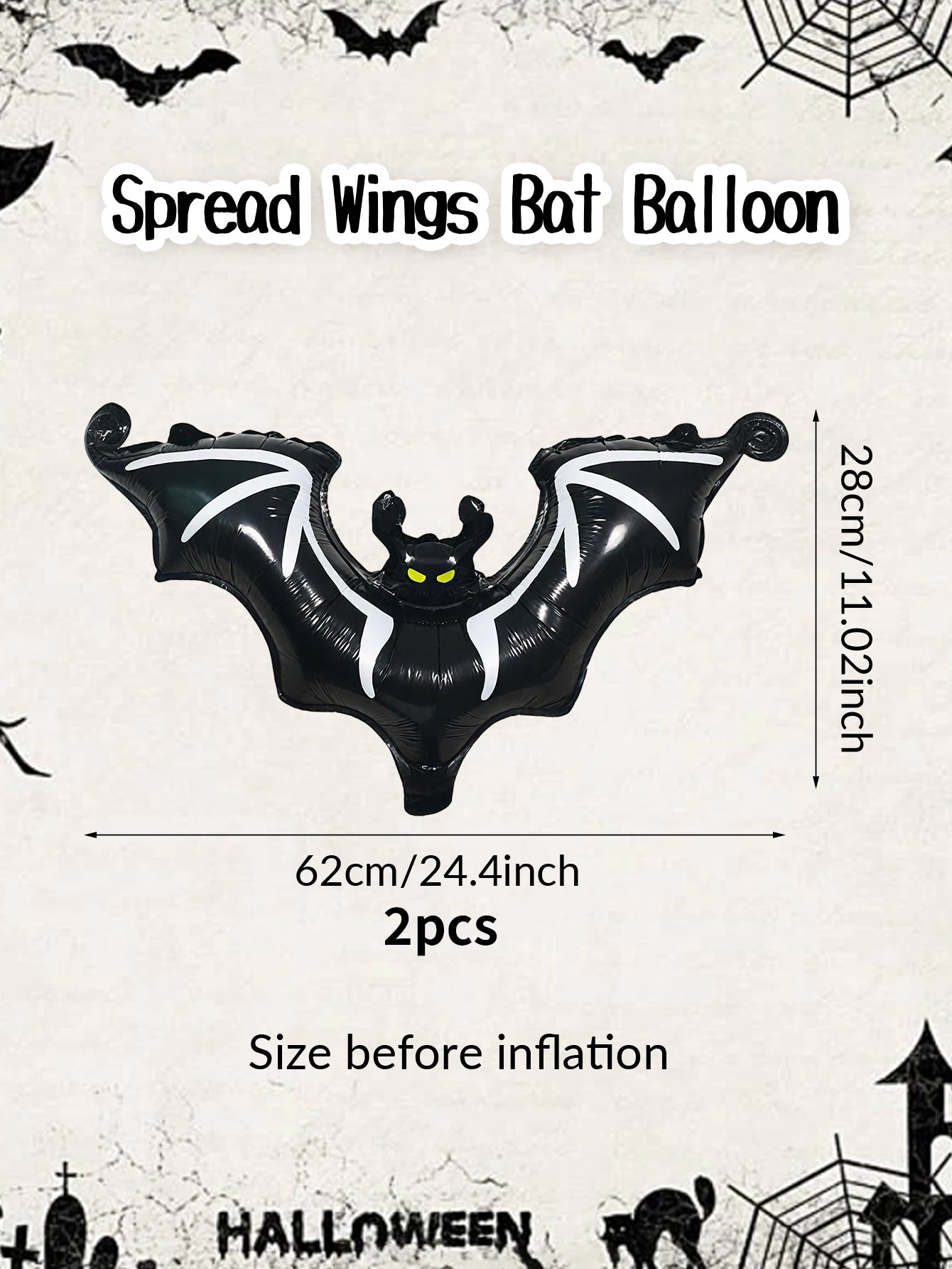 Halloween black bat foil balloons Halloween party supplies bat theme hanging bat decoration horror element atmosphere decoration