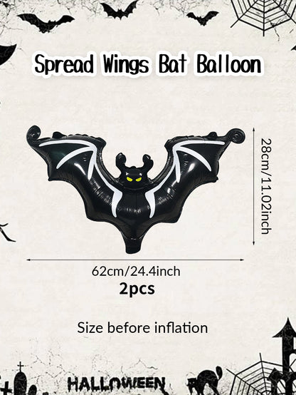Halloween black bat foil balloons Halloween party supplies bat theme hanging bat decoration horror element atmosphere decoration