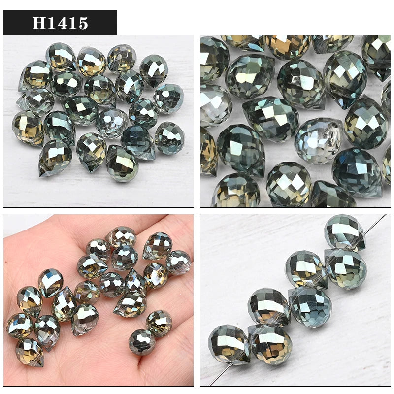 Austria Pear Shape Crystal Faceted Beads 10Mm Assorted Glass Spacer Chandelier Beads for Wedding Diy Necklace Bracelet Earring