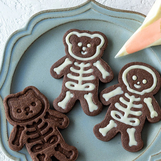 3Pcs Halloween Skull Cookie Cutter 3D Plastic Skeleton Gingerbread Man Biscuit Mold Fondant Pastry Cartoon Cake Decoration