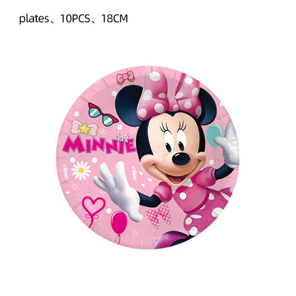 Minnie Mouse Birthday Party Decorate Girls Disposable Tableware Balloon Cups Plates Tablecloth Balloon Baby Shower Party Supply