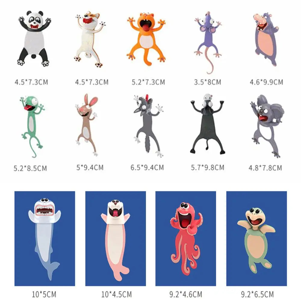 3D Stereo Cartoon Marker Animal Bookmarks Ocean Series Seal Octopus Cat Panda And Shiba Inu Creative Stationery Children Gift