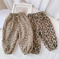 Korean Style Toddler Girls Corduroy Harem Pants 1-8Y Leopard Floral Print Autumn Winter Fleece-Lined or Thin Casual Pants