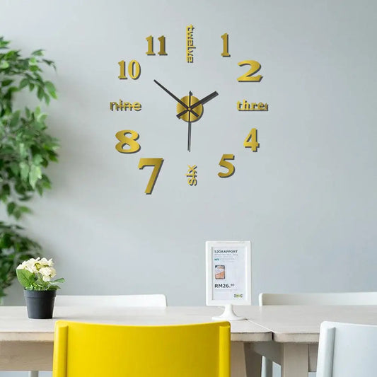 3D Luminous Wall Clock Frameless Acrylic DIY Digital Clock Wall Stickers Mute Clock for Living Room Bedroom Office Wall Decor