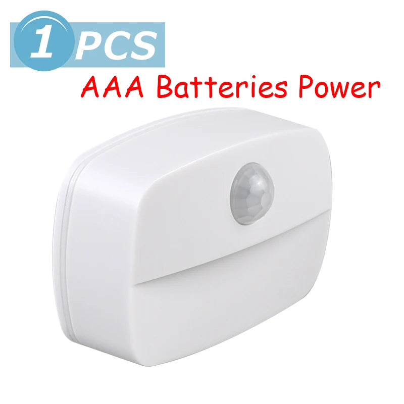Mini LED Night Lamp Motion Sensor Light Indoor AAA Battery Powered Bedroom Wall Staircase Closet Aisle Body Induction Lamp