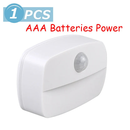 Mini LED Night Lamp Motion Sensor Light Indoor AAA Battery Powered Bedroom Wall Staircase Closet Aisle Body Induction Lamp